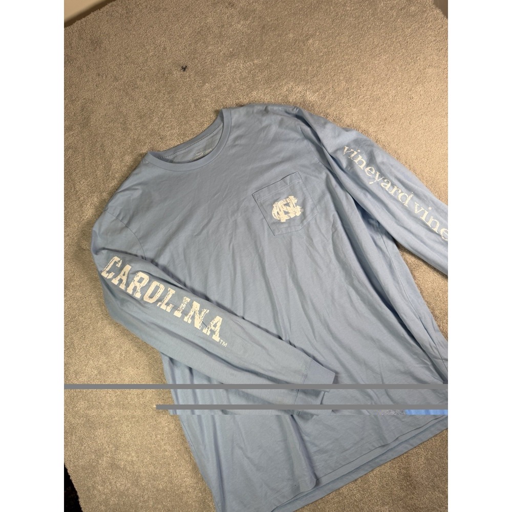 Vinyard Vines North Carolina Tarheels Long Sleeve T Shirt Blue Cotton Whale